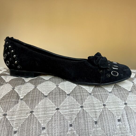 Vaneli Thisbe Black Suede Embellished Flats w/ Pointed Toes Women’s Size 6.5 M - Picture 14 of 15